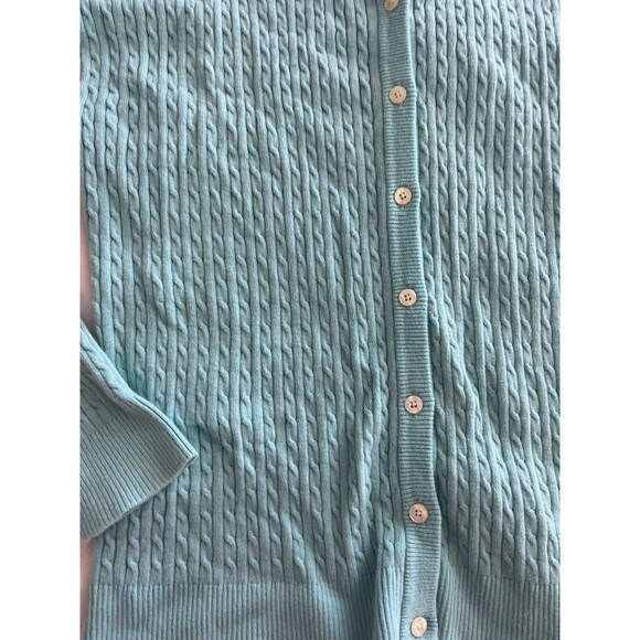Lilly Pulitzer Cardigan Women’s M Blue Cable Knit Classic Button Sweater Preppy - Picture 5 of 7